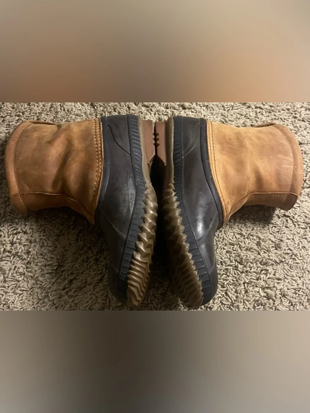 Sorel Cheyanne Tan & Black Waterproof Leather Winter Boot Mens Size 11.5 Warm